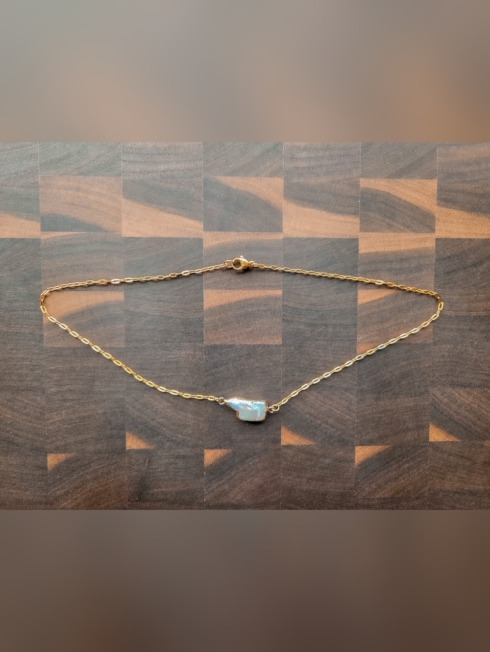 Gold-filled Choker with Unique, Real Pearl